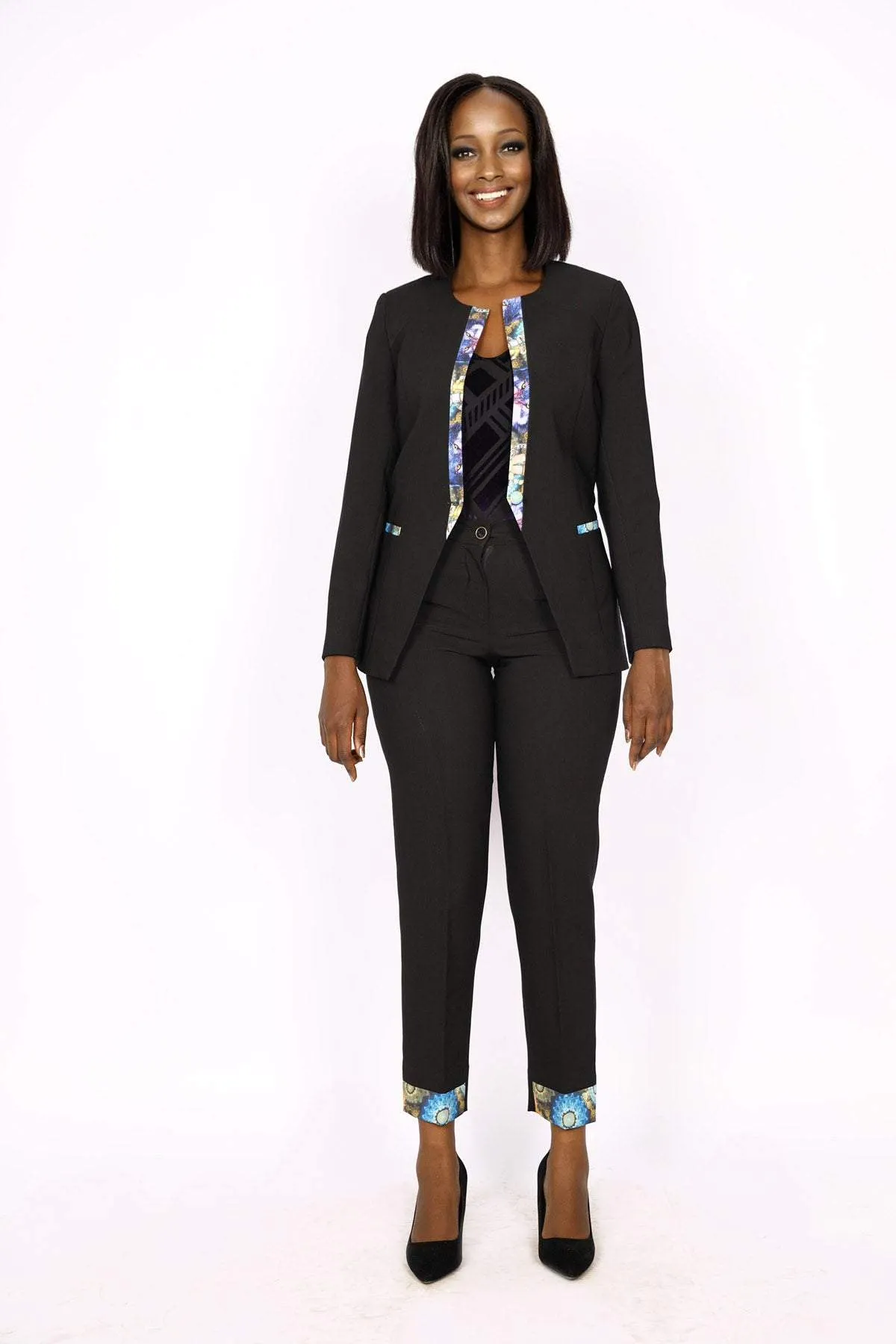African Office Wear Classic Suit Black