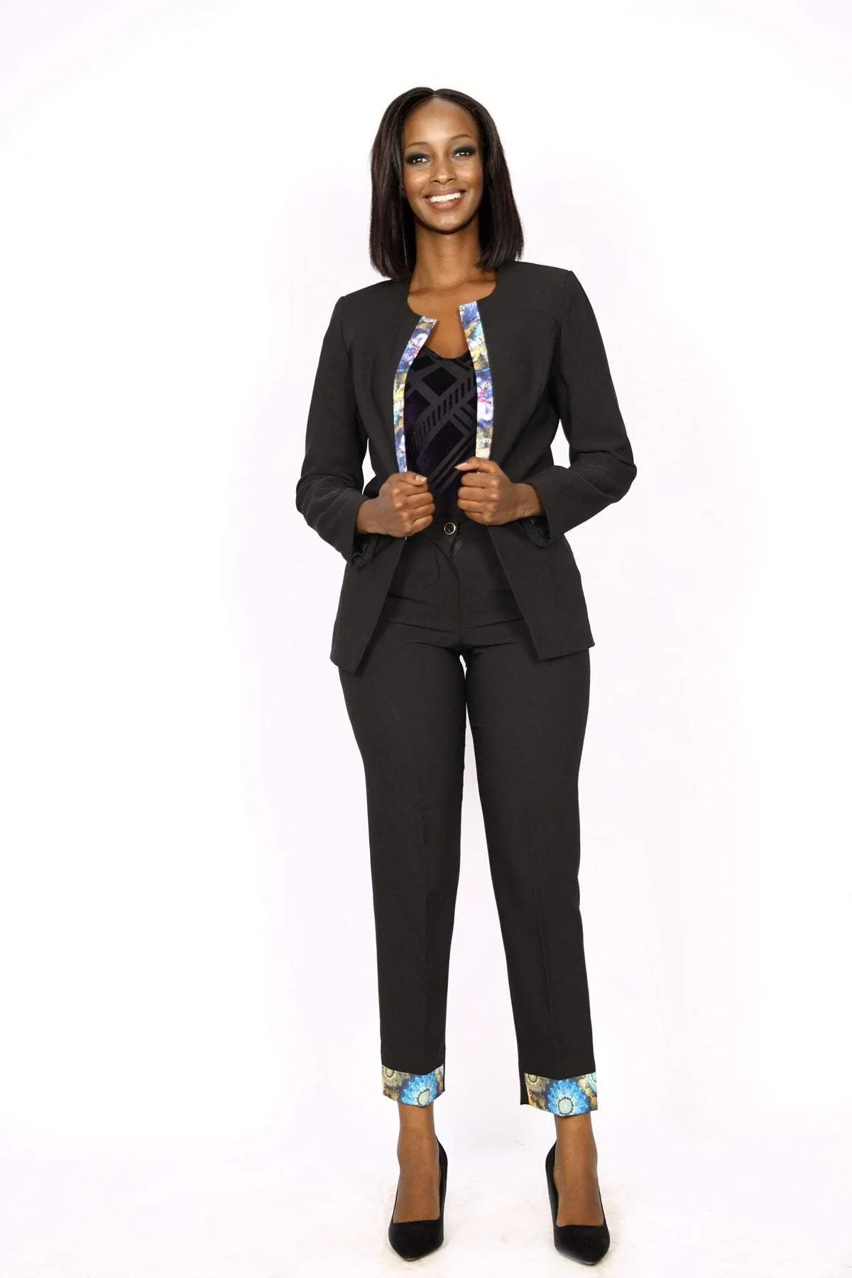 African Office Wear Classic Suit Black
