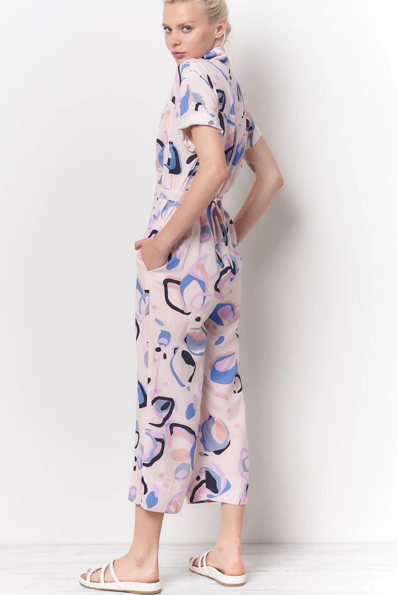 ANAIS Shirt Style Jumpsuit - Geo