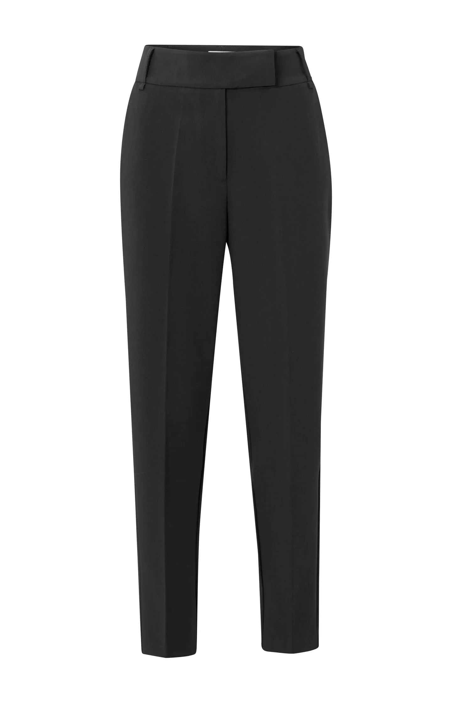 Black trousers with high waist and straight legs