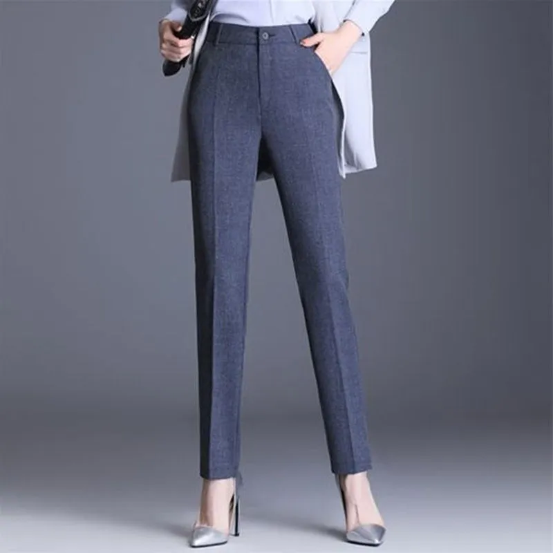 Casual Straight Fit High Waist Female Pants
