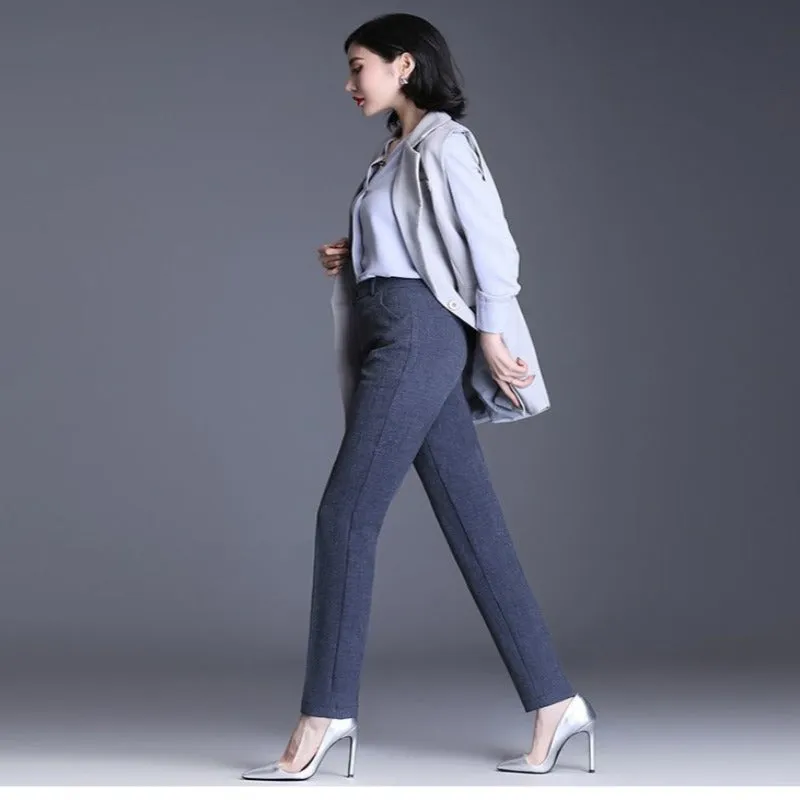 Casual Straight Fit High Waist Female Pants