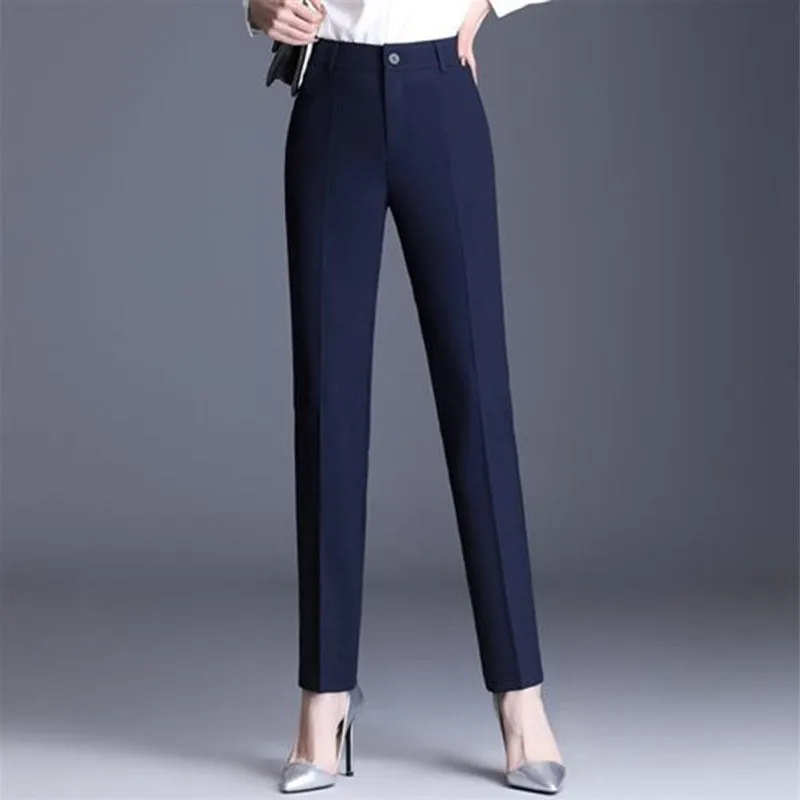 Casual Straight Fit High Waist Female Pants
