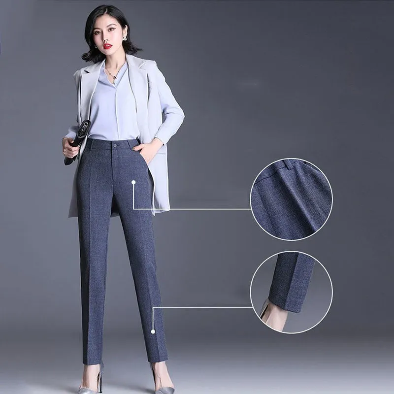Casual Straight Fit High Waist Female Pants
