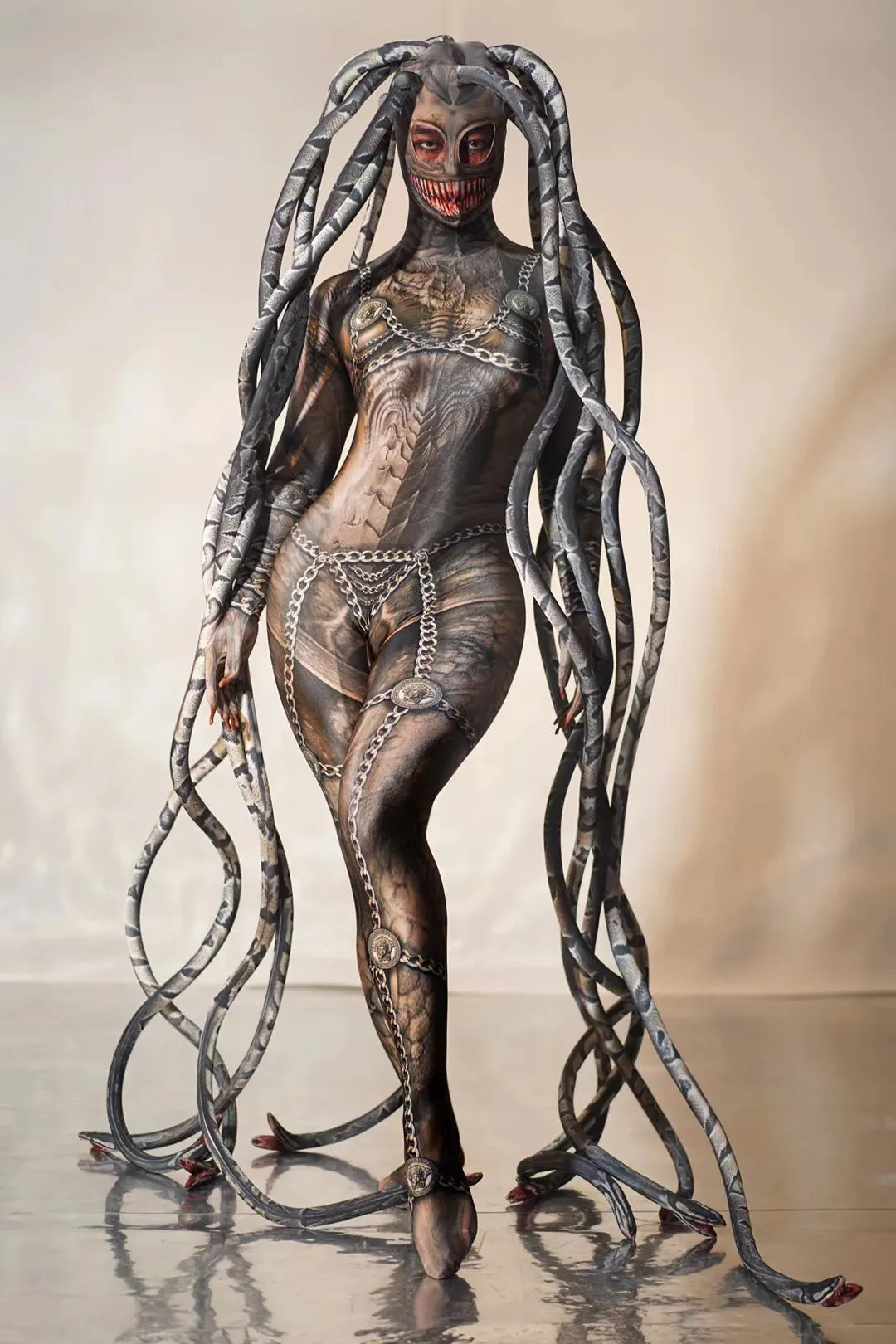 cosplay Halloween horror thriller alien serpentine lifelike jumpsuit
