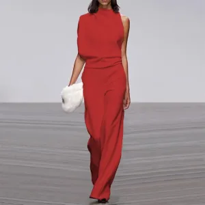 Elegant Woman Female Jumpsuit Overalls for Women women's Summer Solid Color Sleeveless Wide Leg Jumpsuits Loose Work Wear