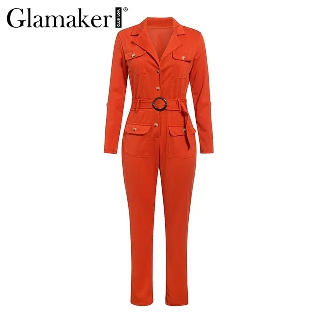 Glamaker Sexy bandage buttons knitted jumpsuit Elegant bodycon office wear jumpsuits & rompers Slim party jumpsuit women blazer