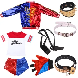 Harley Quinn Cosplay Costumes Adult Women Men Purim Coats Femme Jacket Chamarras De Batman Para Mujer Suit with Wig Gloves