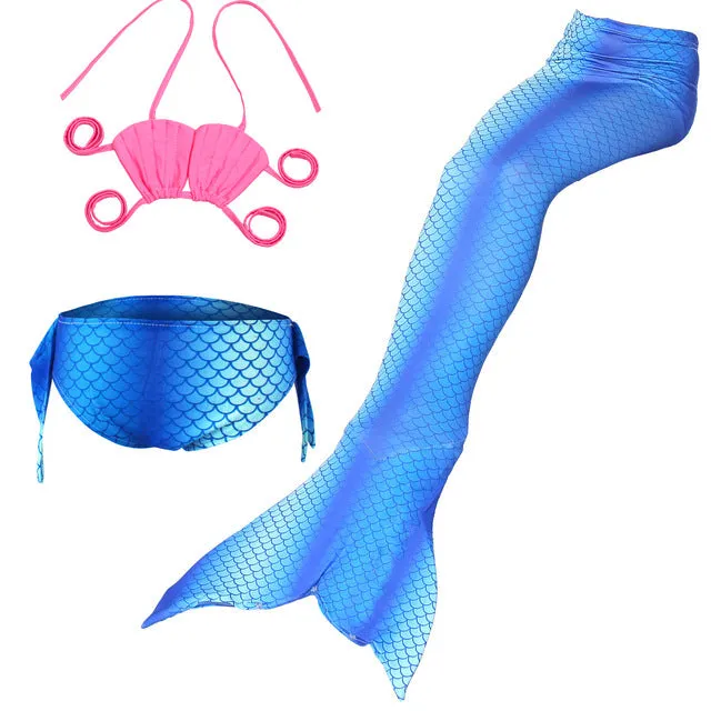 Little Mermaid Tails for Swimming Costume Mermaid Tail Cosplay Girls Swimsuit Kids Children Swimmable suit Monofin