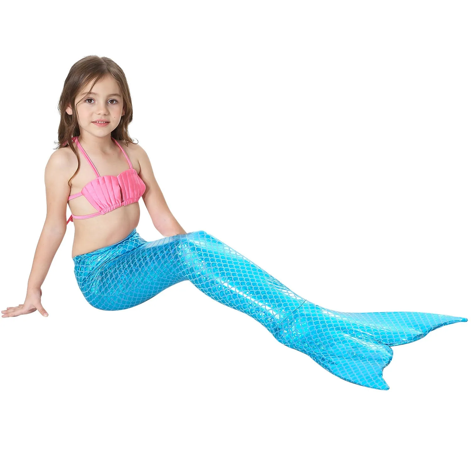 Little Mermaid Tails for Swimming Costume Mermaid Tail Cosplay Girls Swimsuit Kids Children Swimmable suit Monofin