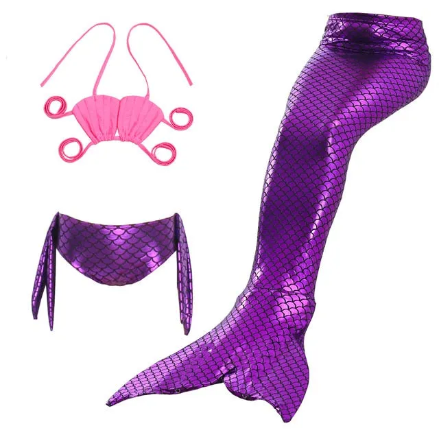 Little Mermaid Tails for Swimming Costume Mermaid Tail Cosplay Girls Swimsuit Kids Children Swimmable suit Monofin