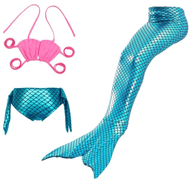 Little Mermaid Tails for Swimming Costume Mermaid Tail Cosplay Girls Swimsuit Kids Children Swimmable suit Monofin