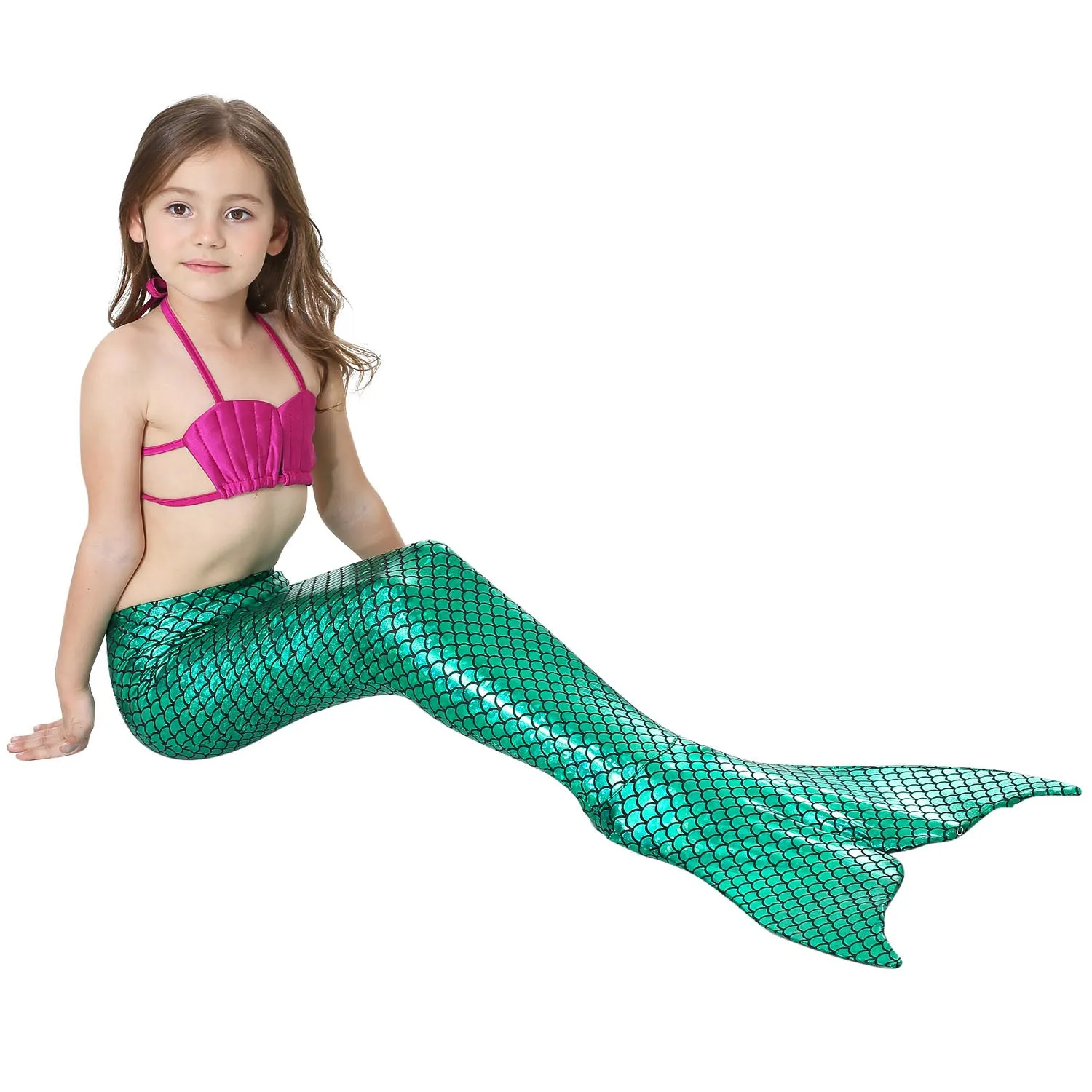 Little Mermaid Tails for Swimming Costume Mermaid Tail Cosplay Girls Swimsuit Kids Children Swimmable suit Monofin