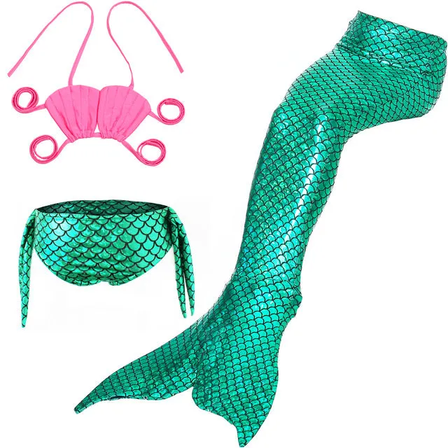 Little Mermaid Tails for Swimming Costume Mermaid Tail Cosplay Girls Swimsuit Kids Children Swimmable suit Monofin