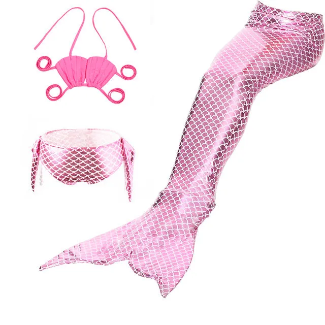 Little Mermaid Tails for Swimming Costume Mermaid Tail Cosplay Girls Swimsuit Kids Children Swimmable suit Monofin