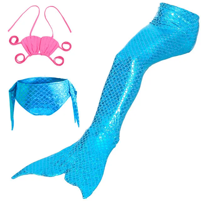 Little Mermaid Tails for Swimming Costume Mermaid Tail Cosplay Girls Swimsuit Kids Children Swimmable suit Monofin