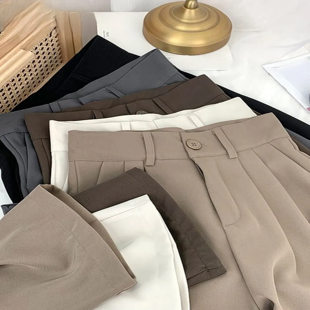 Loose Fit High Waist Straight Pants For Women