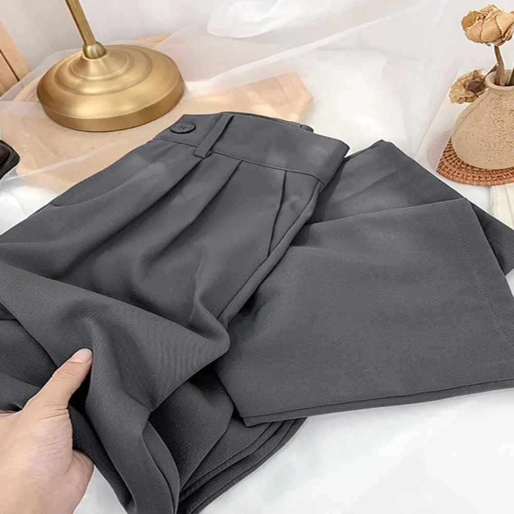 Loose Fit High Waist Straight Pants For Women