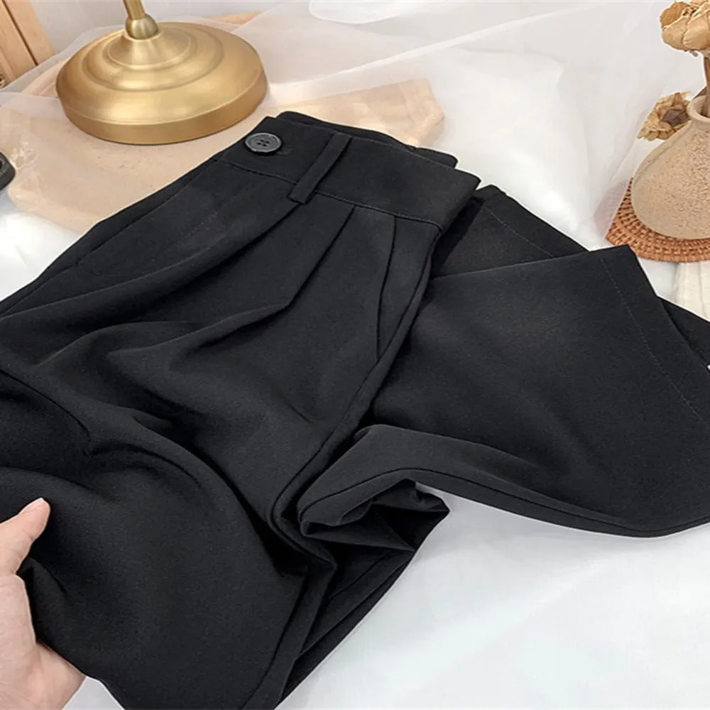 Loose Fit High Waist Straight Pants For Women