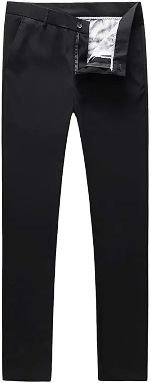 Mens Black Slim Fit Skinny Trousers Suit Pants