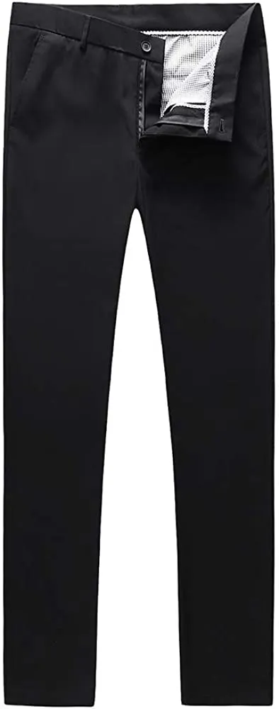 Mens Black Slim Fit Skinny Trousers Suit Pants