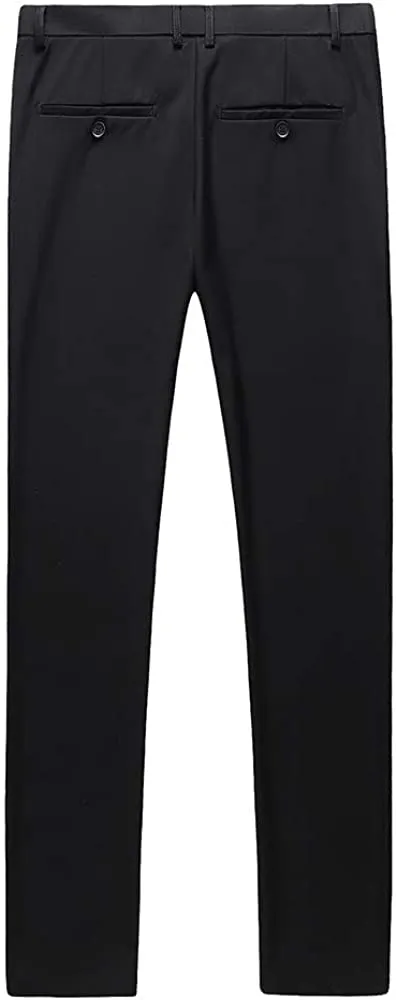 Mens Black Slim Fit Skinny Trousers Suit Pants