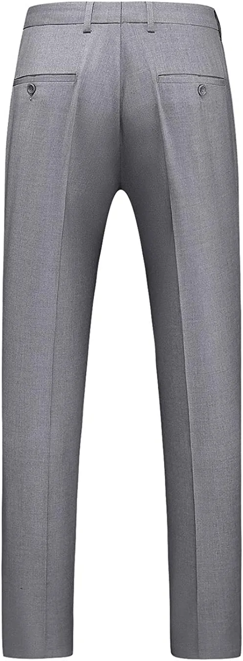 Mens Light Grey Slim Fit Skinny Trousers Suit Pants