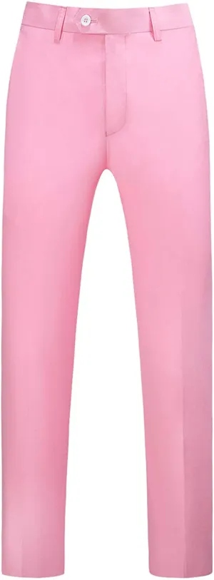 Mens Light Pink Slim Fit Skinny Trousers Suit Pants