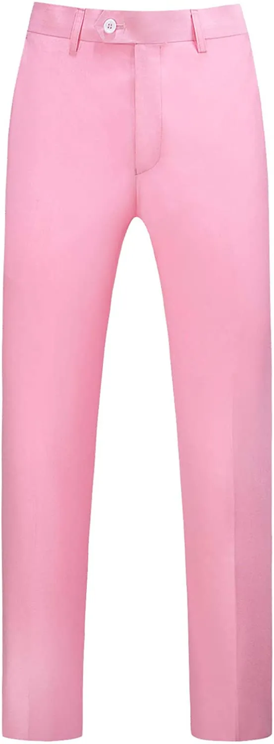 Mens Light Pink Slim Fit Skinny Trousers Suit Pants