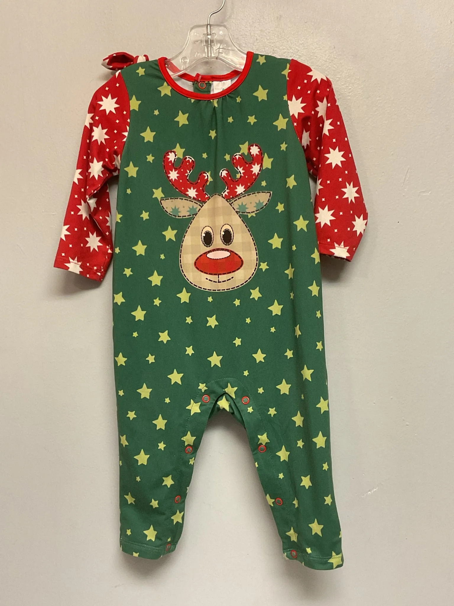 Penelope Plumm Size 12M Green & Red Reindeer Polyester Jumpsuits & Coveralls