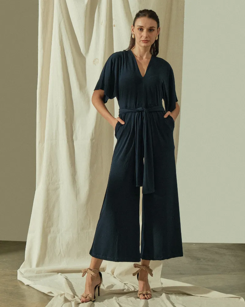 Tara Self Tie Belt Jersey Jumpsuit