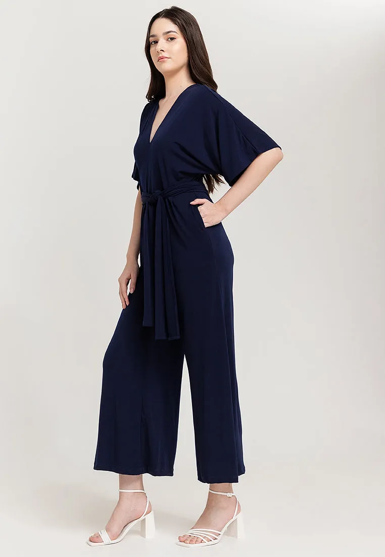 Tara Self Tie Belt Jersey Jumpsuit