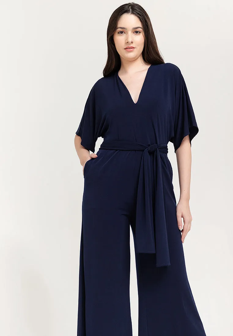 Tara Self Tie Belt Jersey Jumpsuit