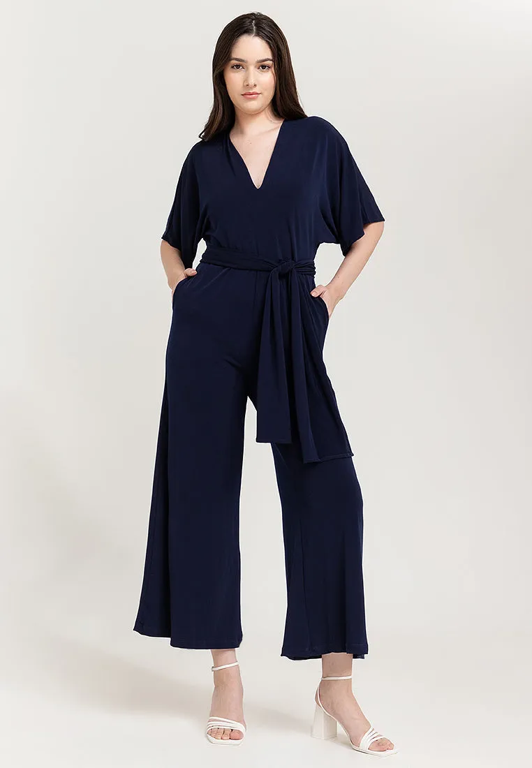 Tara Self Tie Belt Jersey Jumpsuit