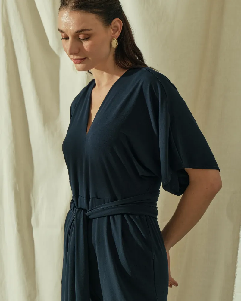 Tara Self Tie Belt Jersey Jumpsuit