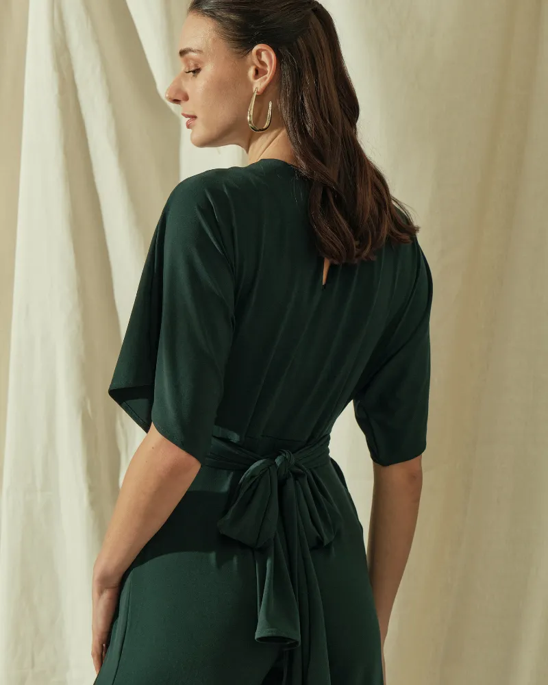 Tara Self Tie Belt Jersey Jumpsuit