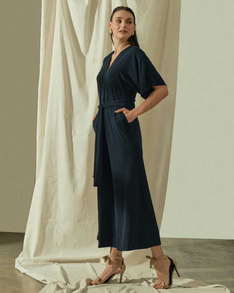 Tara Self Tie Belt Jersey Jumpsuit