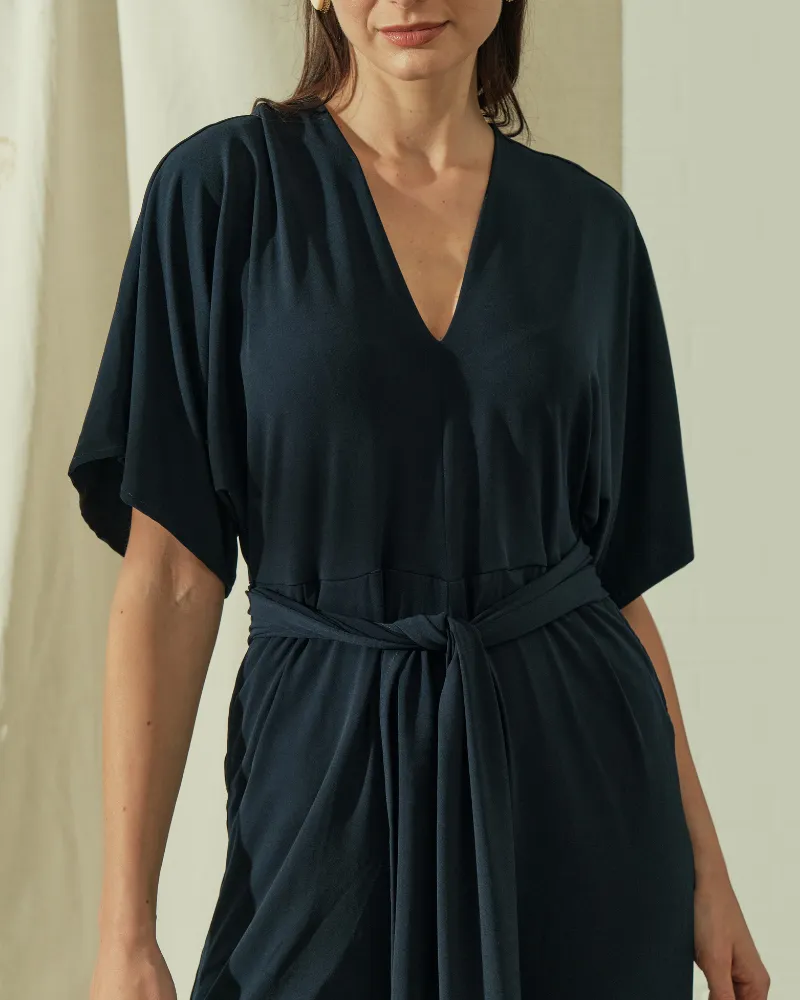Tara Self Tie Belt Jersey Jumpsuit