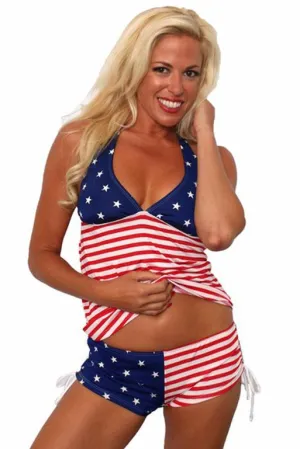 USA American Flag Tankini and String Shorts 2-pc Set