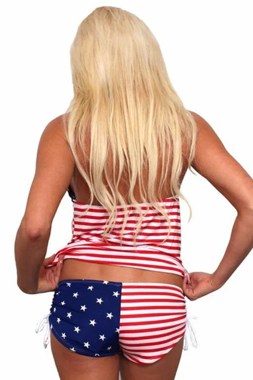 USA American Flag Tankini and String Shorts 2-pc Set