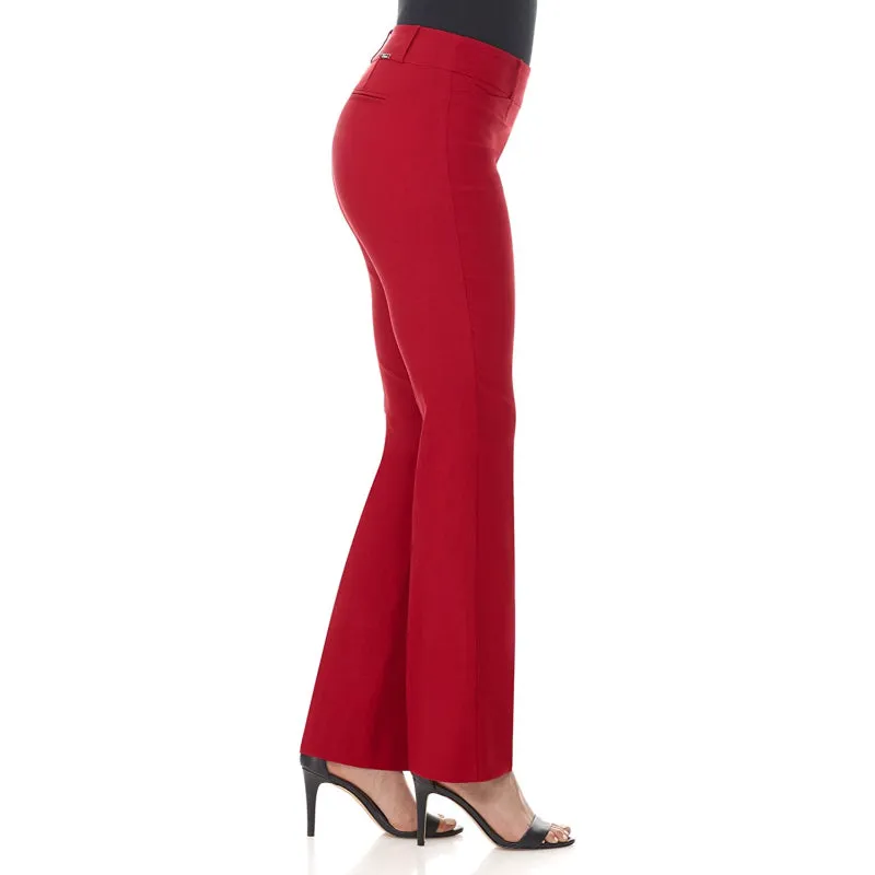 Women's Solid Comfort Fit Bootcut Stretch Pant With Pull On