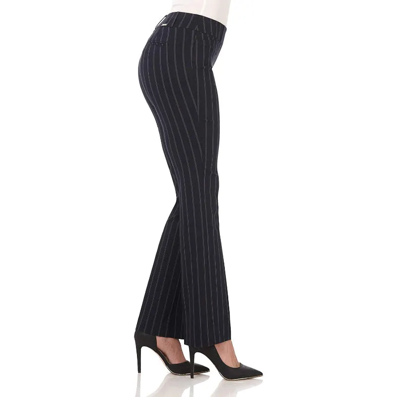 Women's Solid Comfort Fit Bootcut Stretch Pant With Pull On