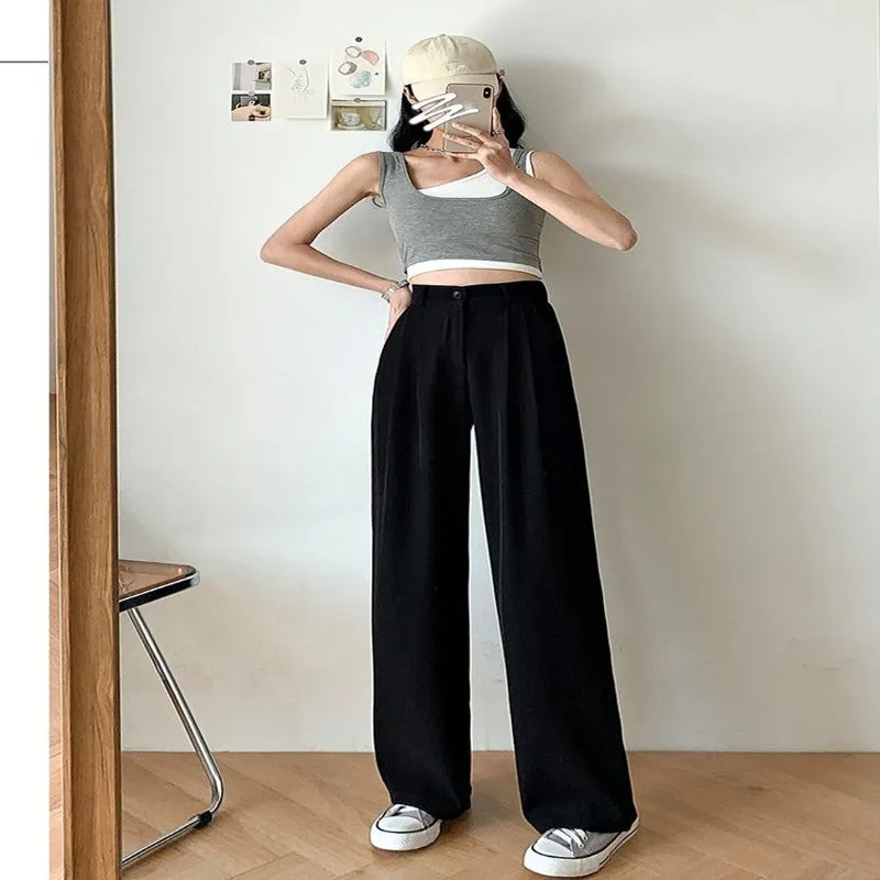 Women's Wide Leg Lose High Waist Casual Trousers